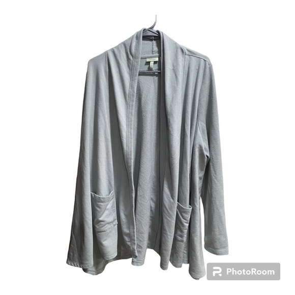 Womens LOGO Lounge By Lori Goldstein French Terry‎ Cardigan Grey Size L - Picture 4 of 4